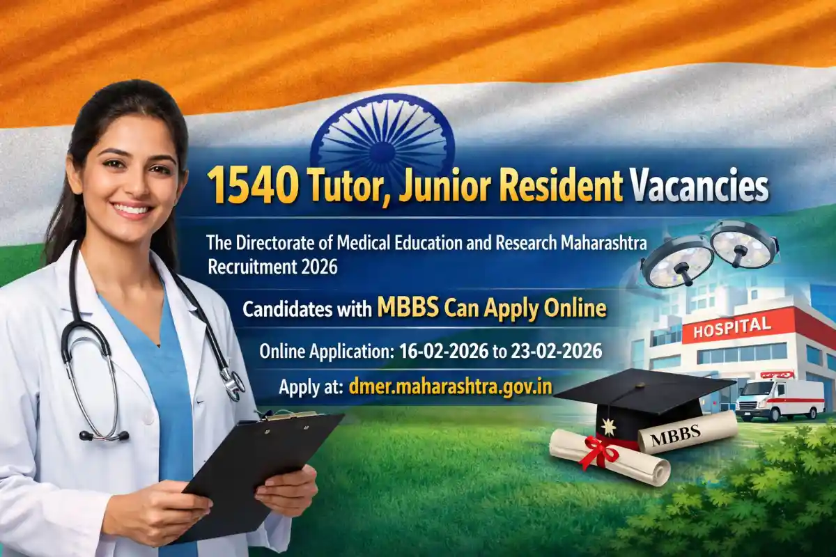 DMER Maharashtra 1540 Tutor & Junior Resident Vacancy 2026 – MBBS Apply Online